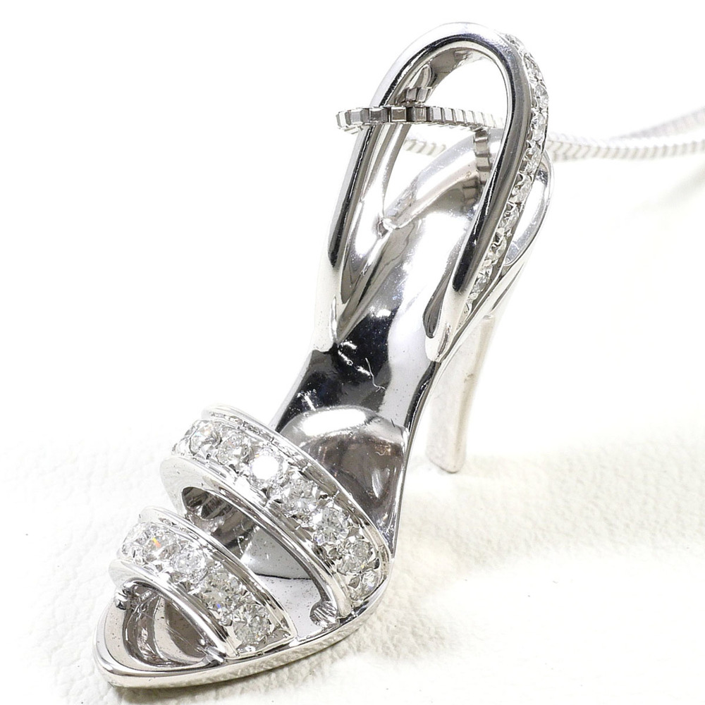 18K (18-karat white gold) necklace with diamond (no carat marking), includes ...